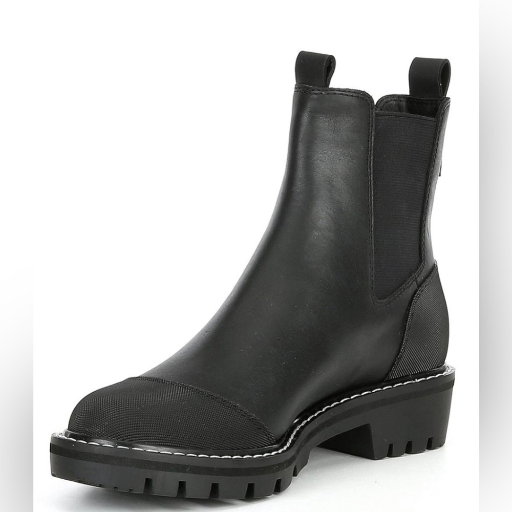 Antonio Melani Dalton Gore detailed leather resistant leather lug sole boot